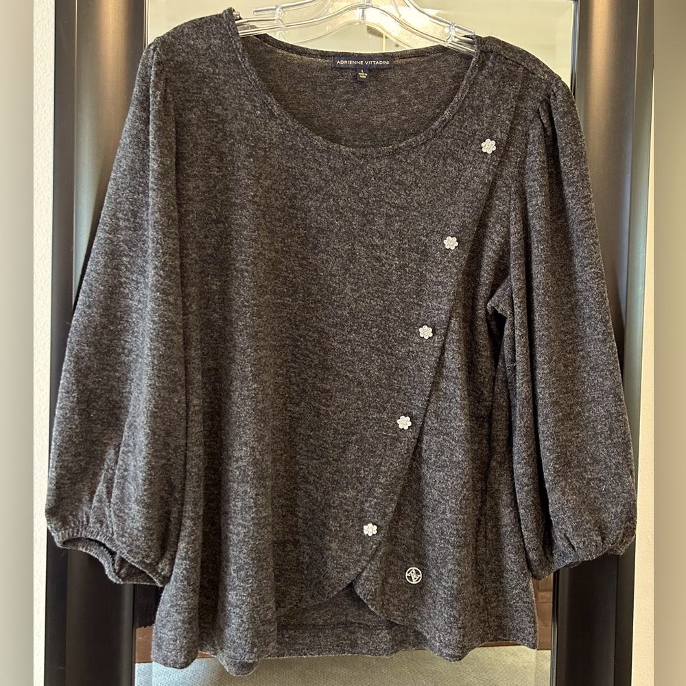 2 Grey Adrienne Vittadini tops both sz L